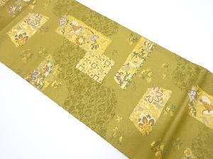 尾長鳥に花更紗模様織り出し袋帯